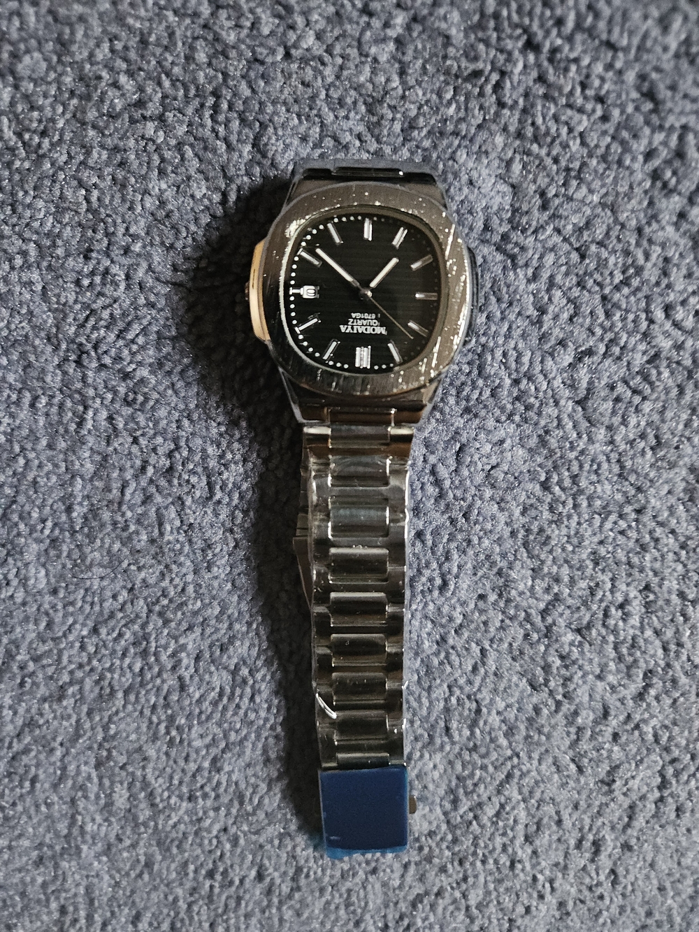 Stainless Steel Wristwatch with Black Dial